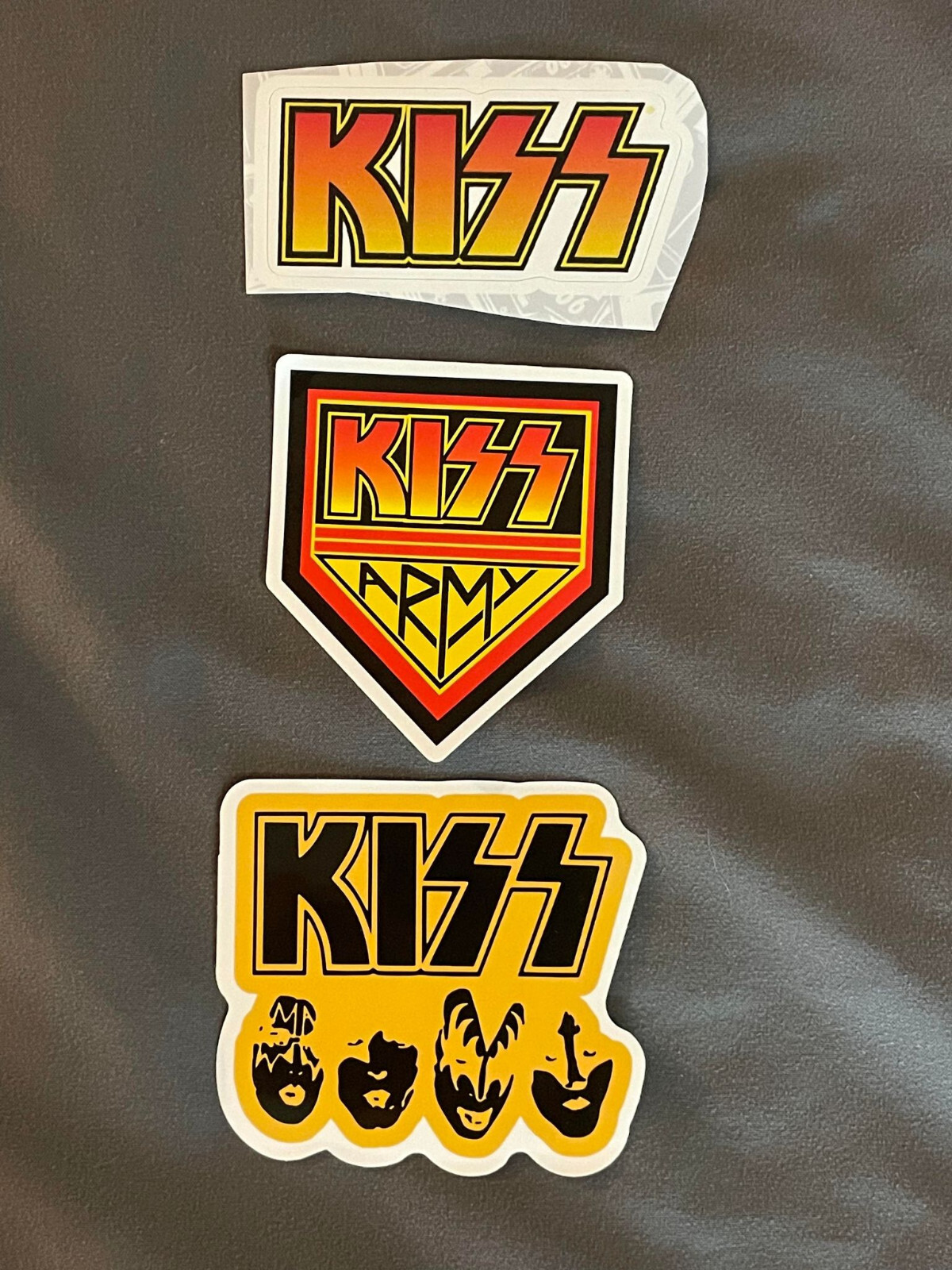 Lot (3) KISS 1 1/4" to 3" Band Logo STICKERS Fast! FREE SHIP! Demon CATMAN Ace