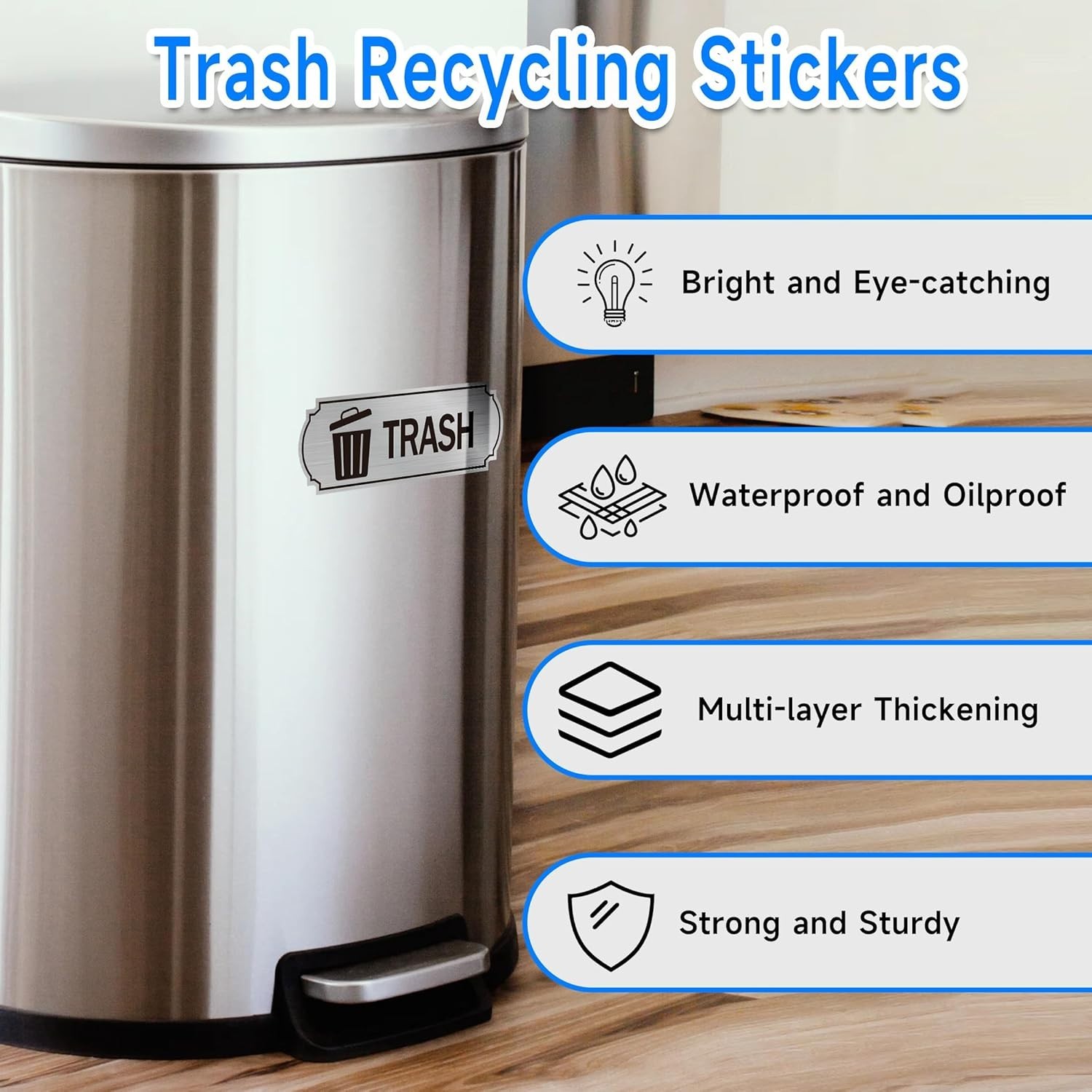 Elegant Self-Adhesive Recycling Stickers for Home, Office, and Outdoor Use – 7in