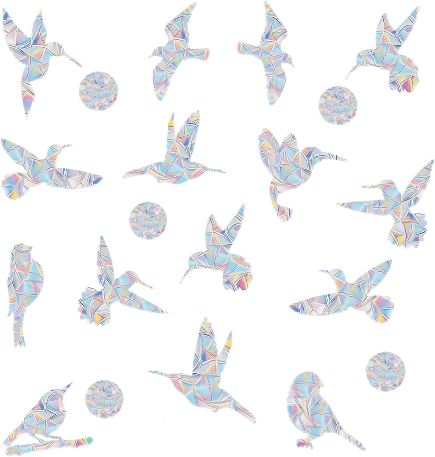 28PCS Rainbow Mushroom and Leaf Window Decals to Prevent Bird Strikes, Anti-Coll