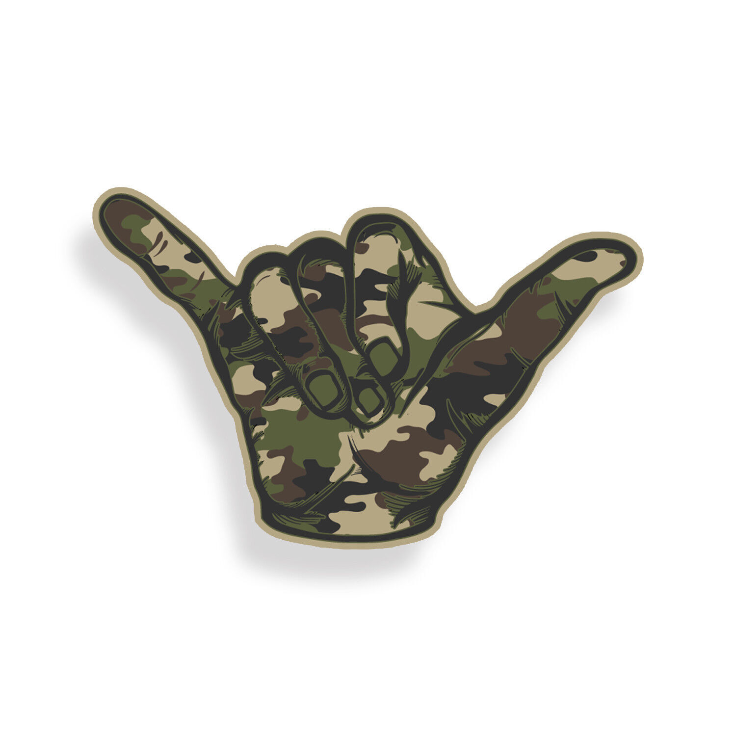 Camo Shaka Hang Loose Sticker Decal