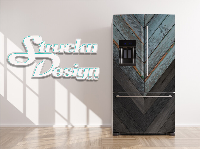Rustic Dark Tan Wood Planks Barn Style Fridge Freezer Wrap Side Door Vinyl Decal
