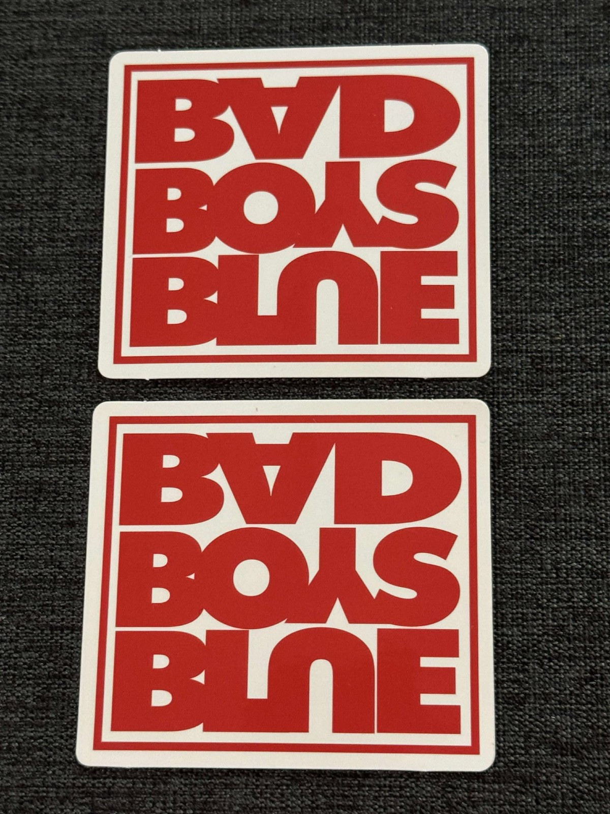 Lot (2) BAD BOYS BLUE 2 3/8" x 2 5/8" Logo STICKERS Red FAST! FREE SHIP!