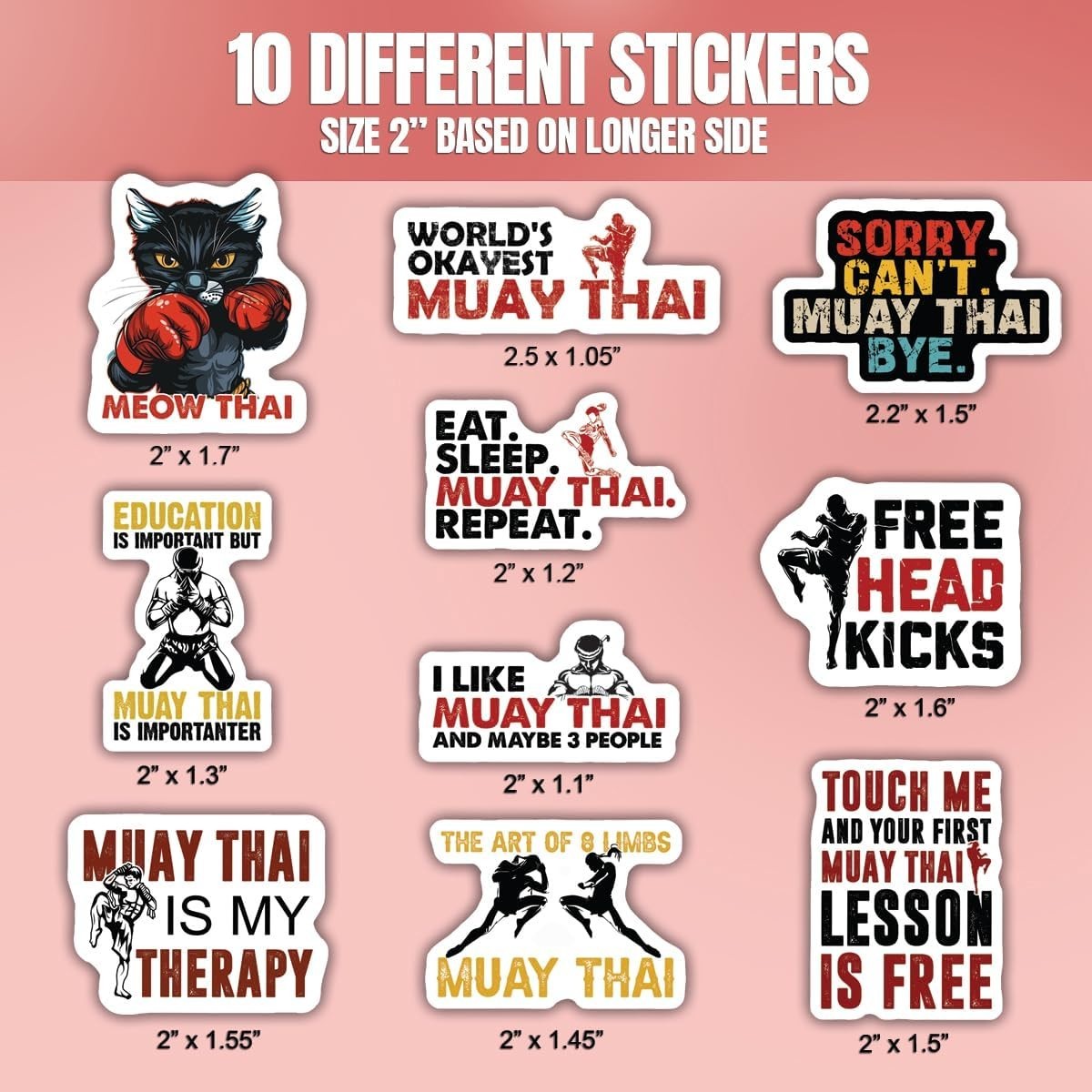 10pcs Muay Thai StickerMuay Thai Fighter Muay Thai Kickboxer Mixed Martial Arts
