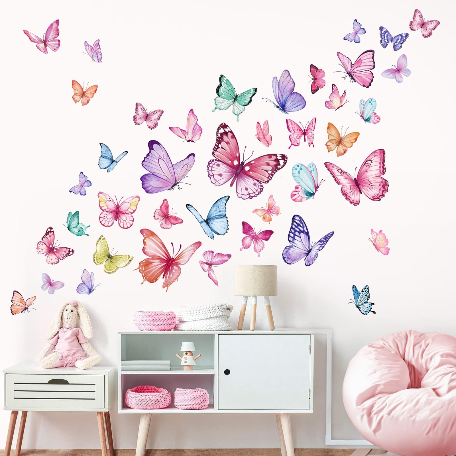 Watercolor Butterfly Wall Stickers Colorful Butterflies Peel and Stick Wall A…
