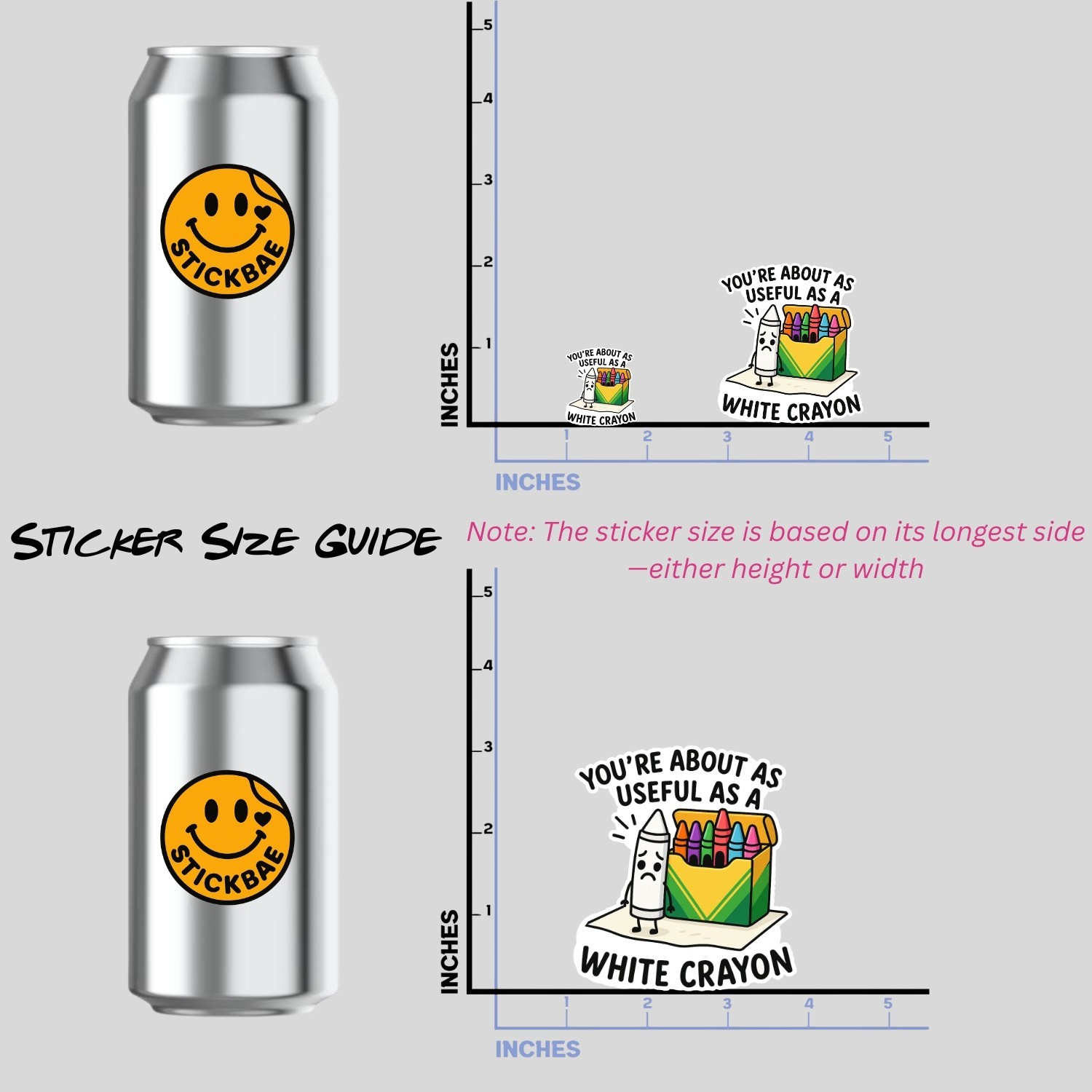 Sarcastic White Crayon Sticker 4-Pack: Waterproof Vinyl Decals