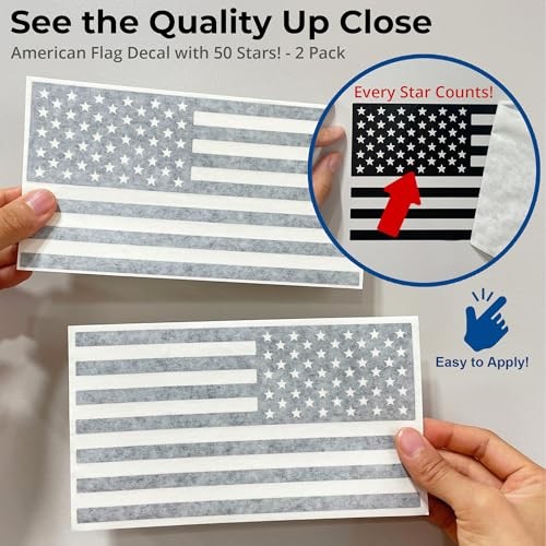 GRITKULTURE Matte Subdued American Flag Decal Stickers 2 Pack for Matte Black