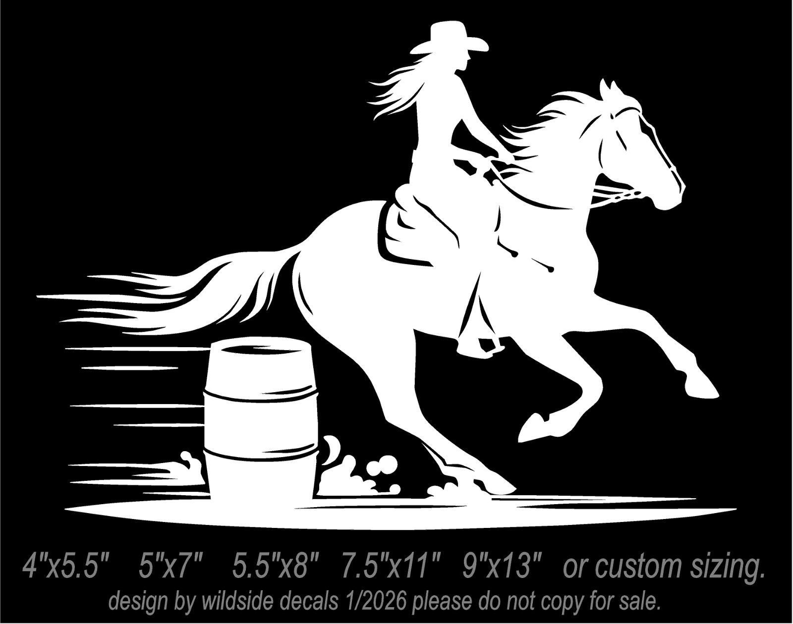 Female Barrel Racer Vinyl Decal car window horse trailer sticker