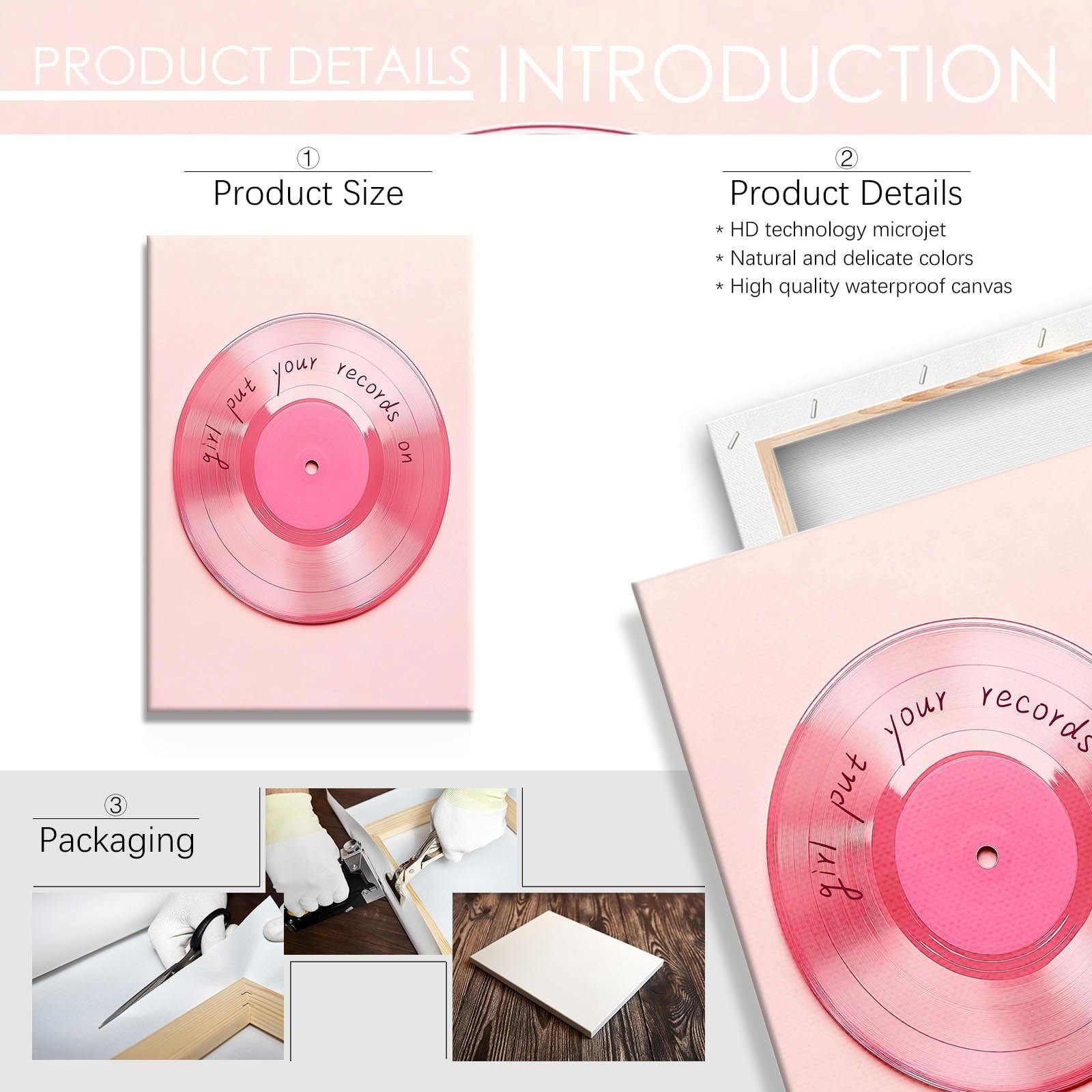Vintage Light Pink Vinyl Record Wall Art Poster Retro Maximalist Eclectic Can…