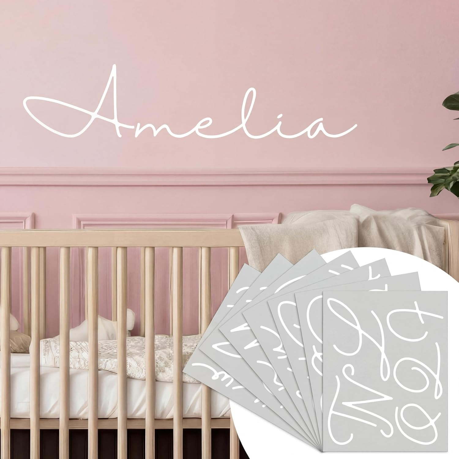 Personalized Name Wall Decal Large Cursive Letter Stickers Big Alphabet Custom S