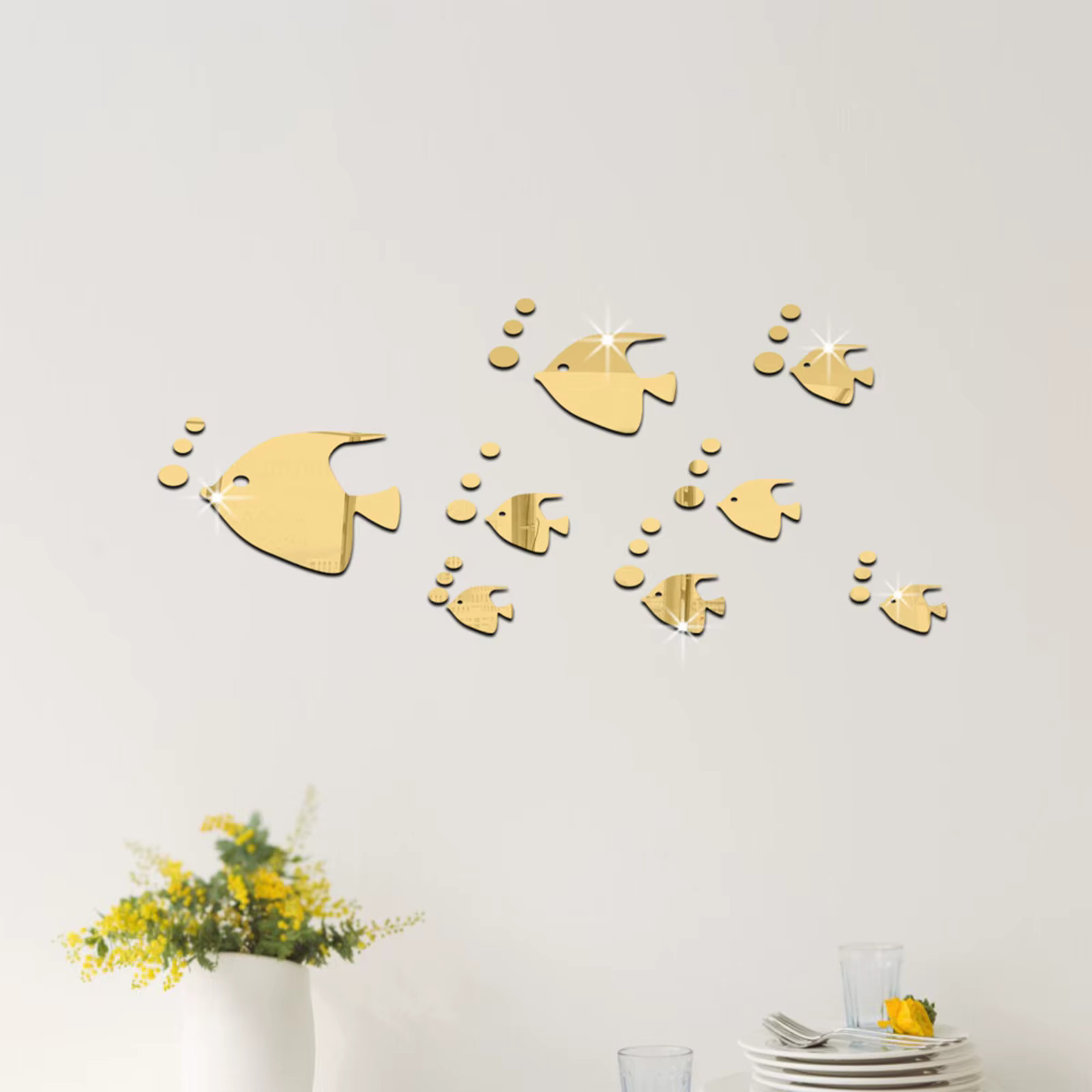 Flower Acrylic Mirror Wall Stickers Bedroom 3D Wall Stickers Living Room