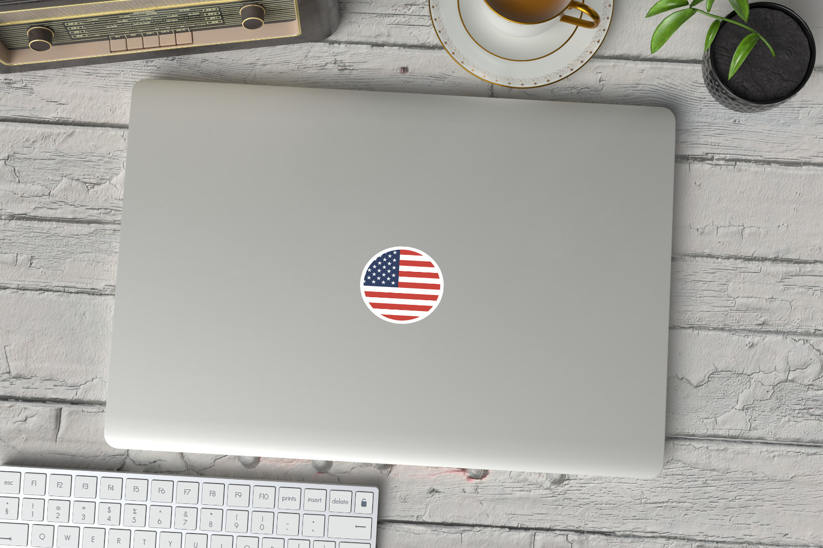 6-Pack American Flag Stickers – USA Round Vinyl Decals for Cars, Laptops