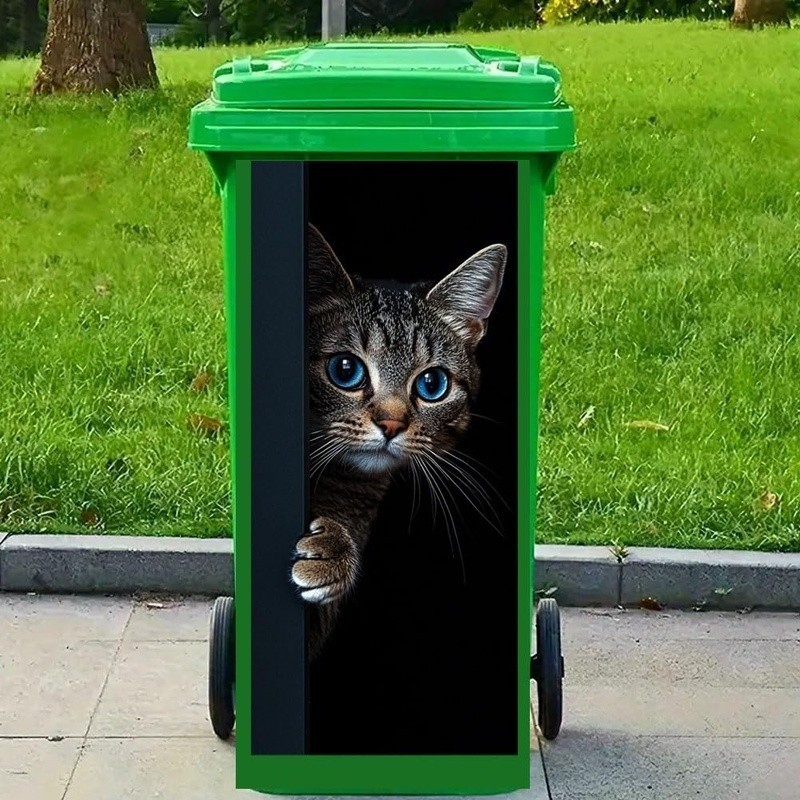 Puppy Donkey Trash Can Decal Funny Vinyl Sticker Easy Apply Removable Colorful
