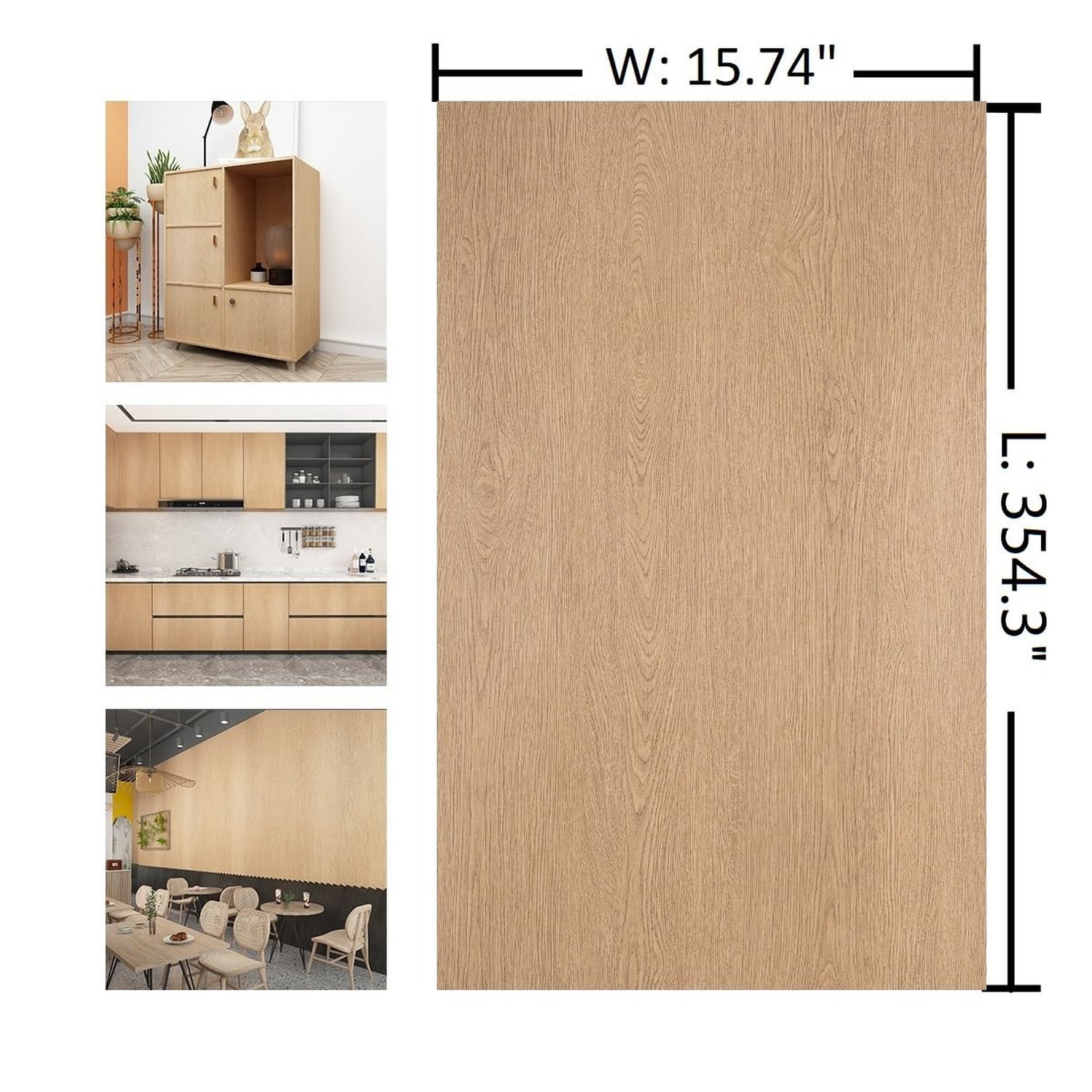 15.74“x354” Extra Thick Natural Wood Textured Wallpaper Stick and Pe