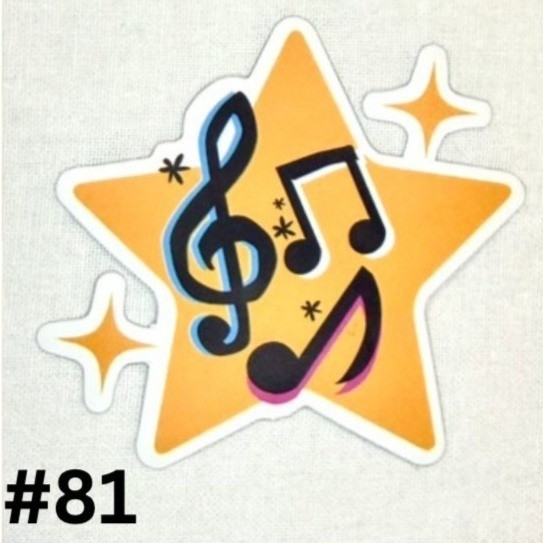 Music Notes Star Vinyl Sticker 2in No81