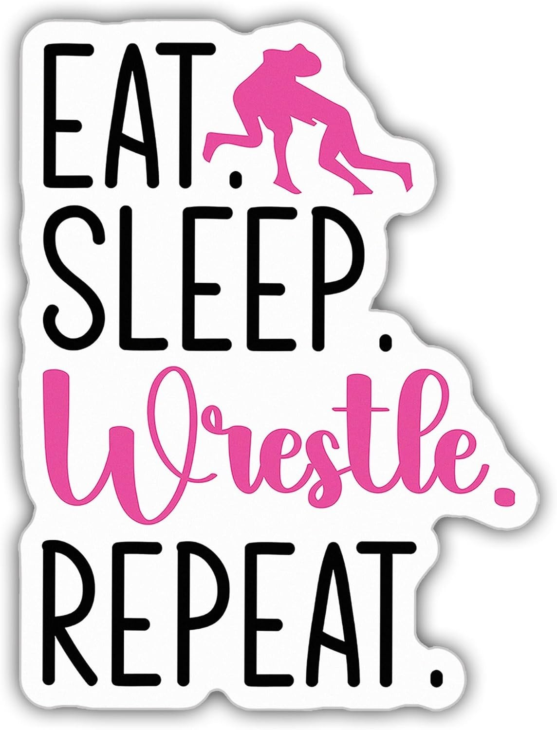 Wrestling Girl Sticker, Eat Sleep Wrestle Repeat, Cool Wrestler Decal Size 3"
