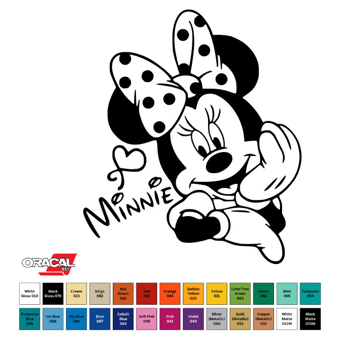 Disney Minnie Mouse Permanent Sticker Decal Oracal 651 3" CHOOSE COLOR