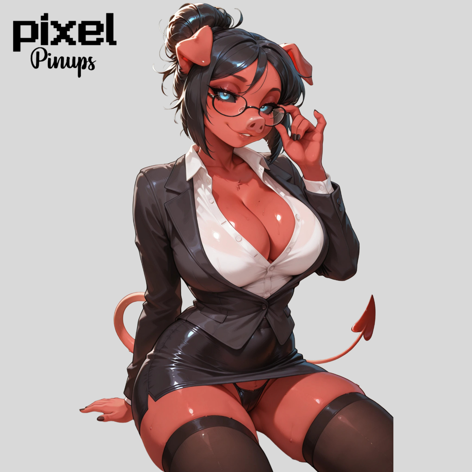 Leonore Sexy Teacher Pig Devil Girl 5.1" Vinyl Sticker | Thick Furry Waifu