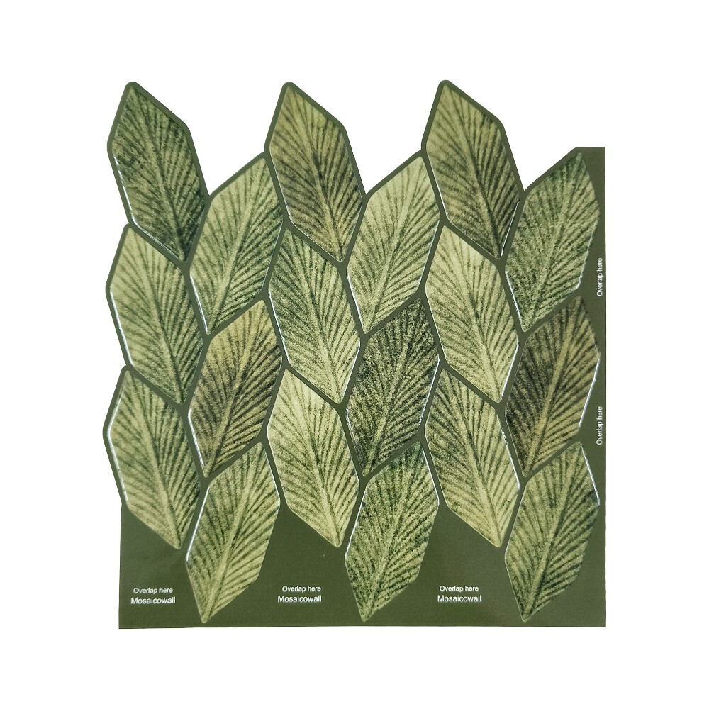 3D Petal Peel and Stick Tiles for Wall Beige and Light Olive Green Stick on Tile