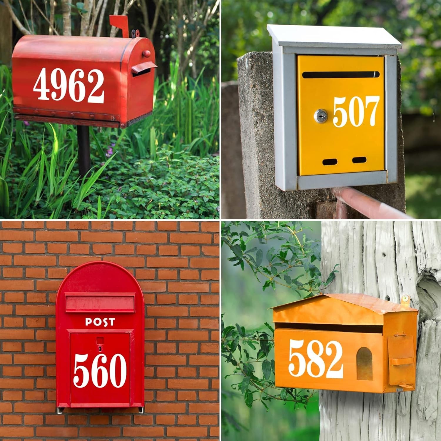 60 Pack Waterproof Vinyl Mailbox Numbers – Bright White for Easy Identification