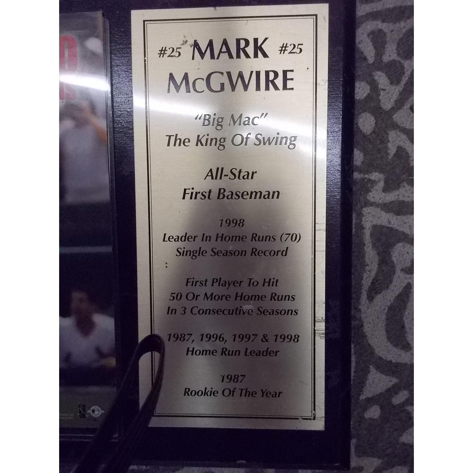 Mark McGwire St Louis Cardinals 70 Home Run 1998 Record Commemorative 12×10