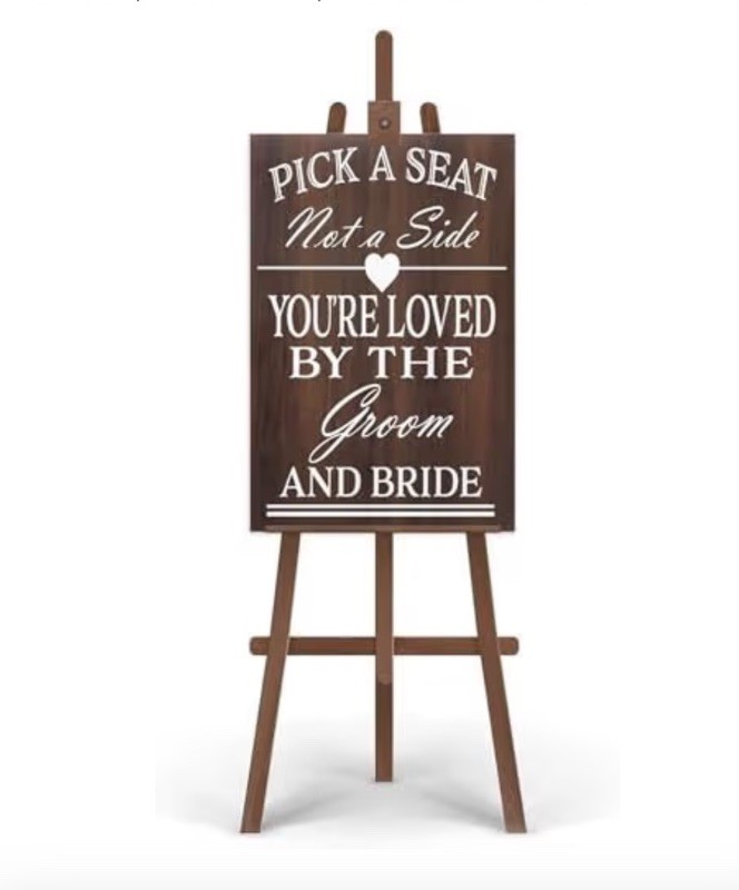 Pick A Seat Not A Side Wedding Sign Rustic Wedding Decor 12×18 NEW