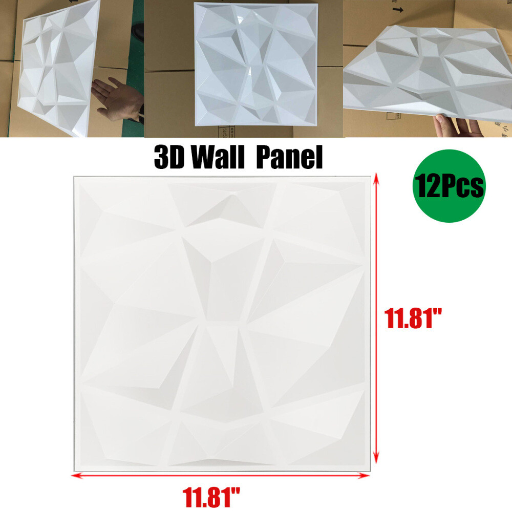 12Pcs 3D Effect Wall Decor 3D Tile Brick Wall DIY Wallpaper Home Decor 11.8"