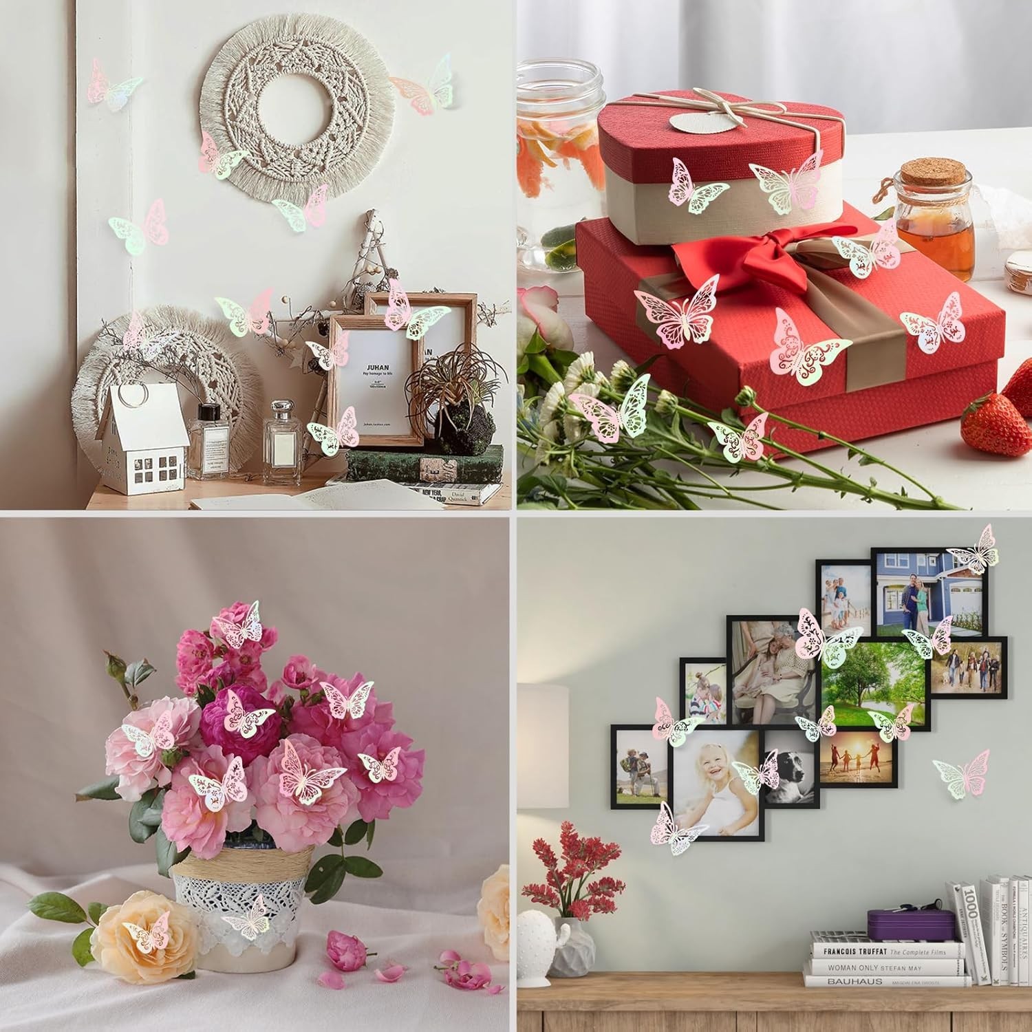 Gorgeous 60 Pcs 3D Laser Pink Butterfly Wall Decor – Perfect for All Occasions