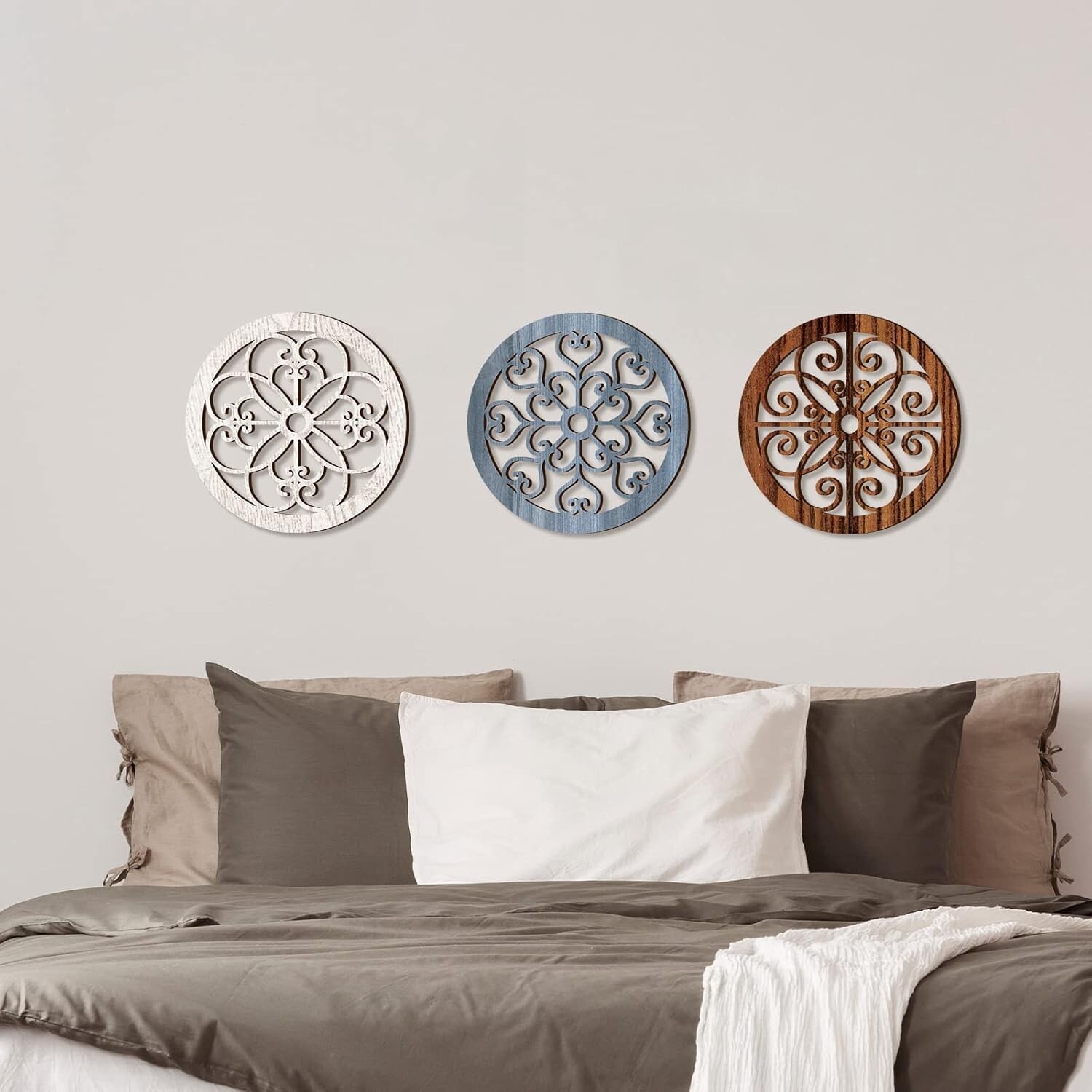 Set of 3 Rustic Wood Wall Decor for Living Room & Bedroom – Vintage Style