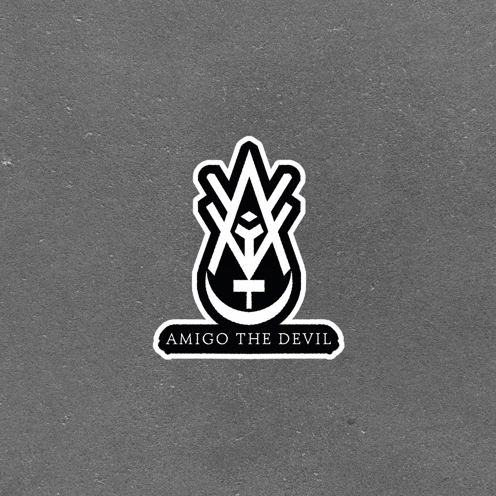 Amigo The Devil Black & White Sticker – Dark Occult Symbol Decal #4365