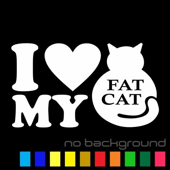 I Love My Fat Cat Sticker Vinyl Decal – Kitten Cute Kitty Animal Pet Car Window