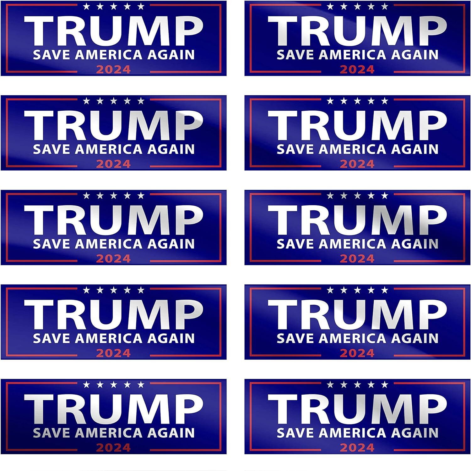 10 Pack Donald Trump 2024 Save America Again Decal 9"x3" Bumper Sticker for