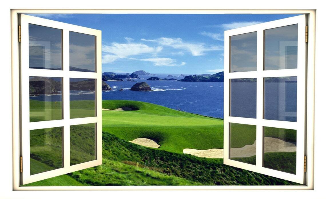 WindowScape Golf Course #2 Ocean 3D Window Wall Decal Instant View Vinyl Sticker