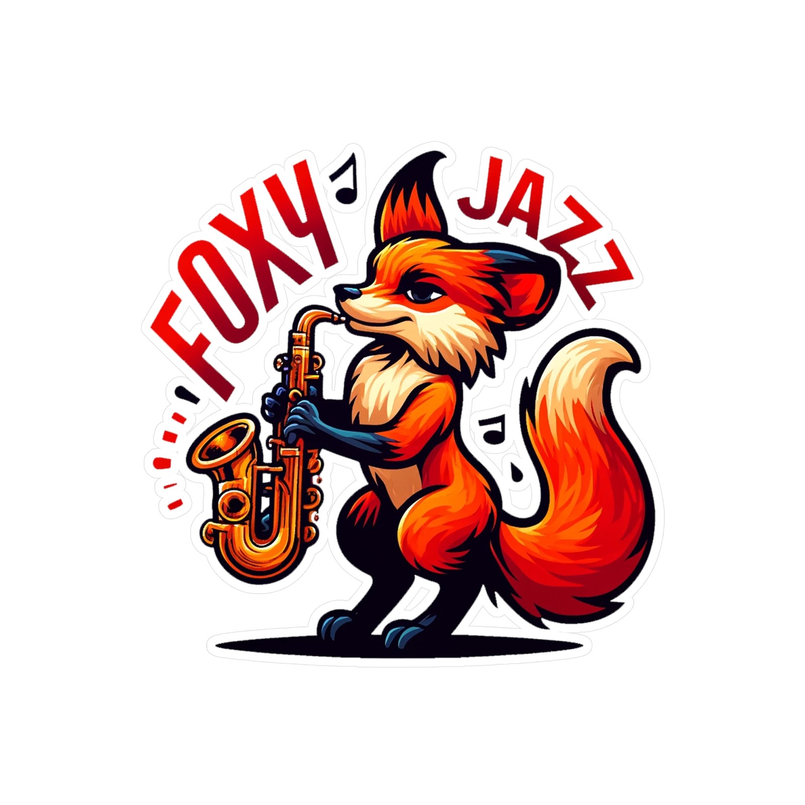 Foxy Jazz Saxophone Fox Sticker Label Decal Vinyl Matte Glossy