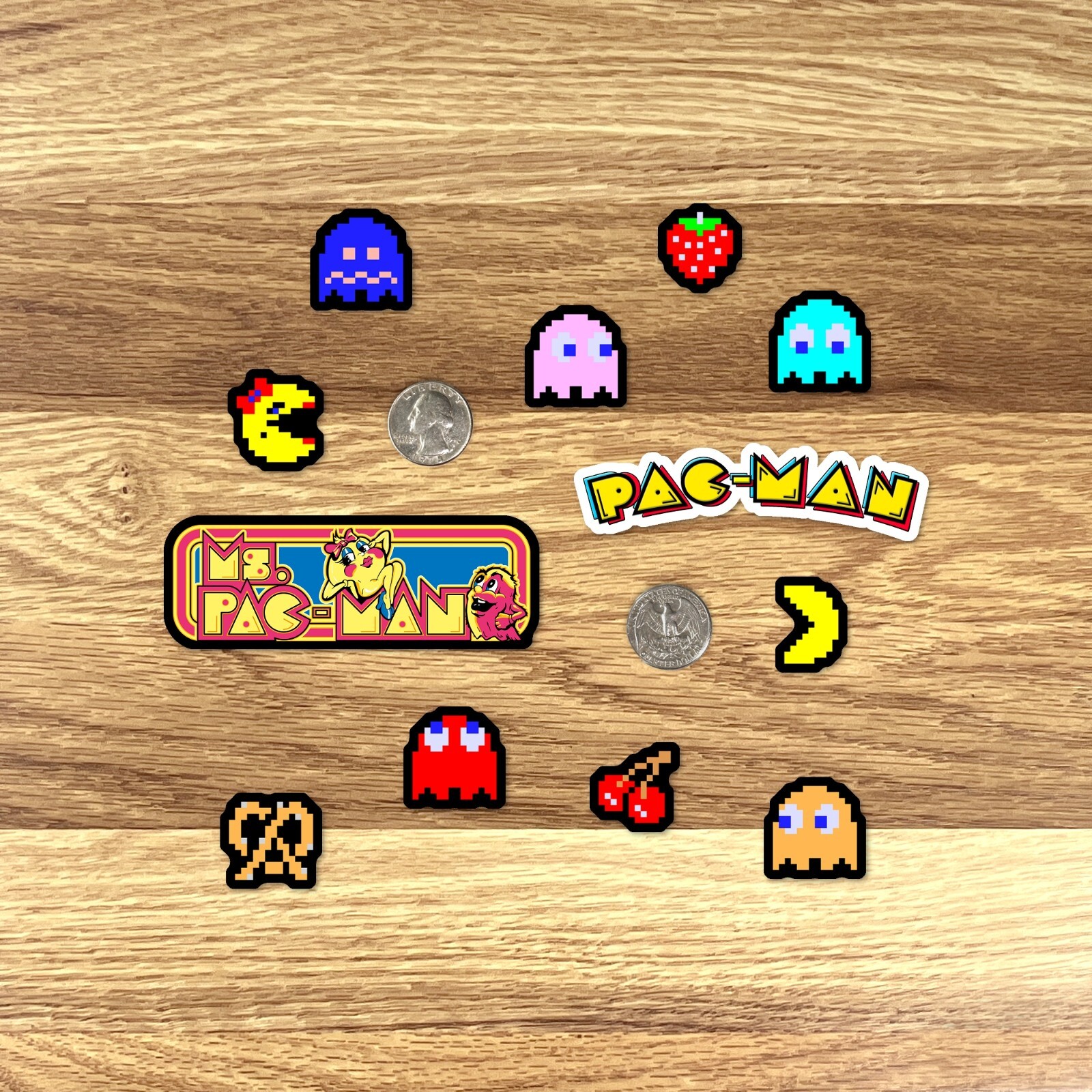 Pacman & Ms Pacman Stickers Arcade Pixel Art 41 Sticker Pack
