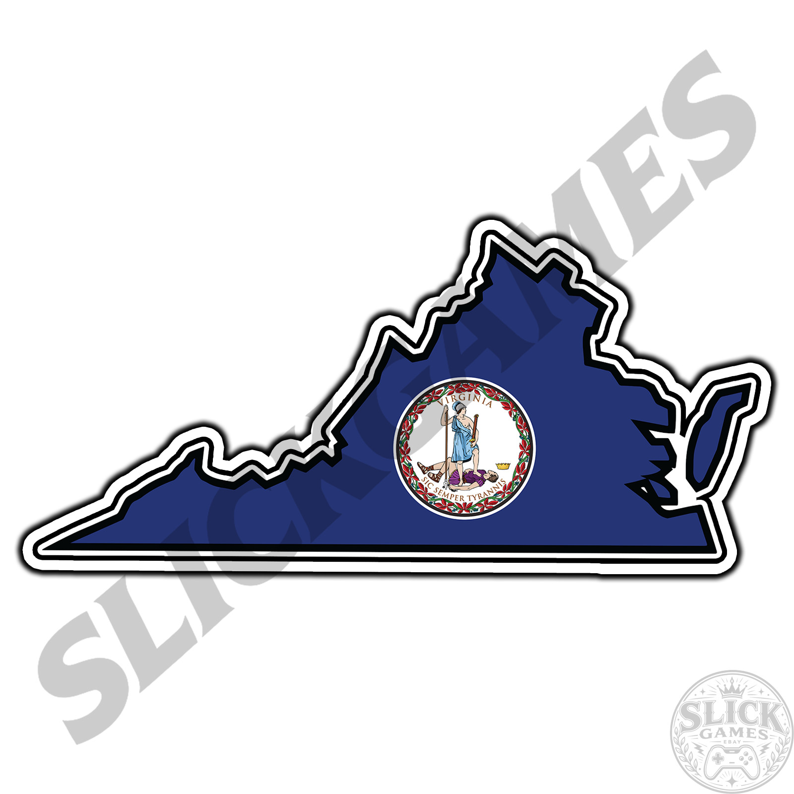 Virginia State Outline Flag #1 USA Sticker Waterproof Vinyl Decal Die-Cut