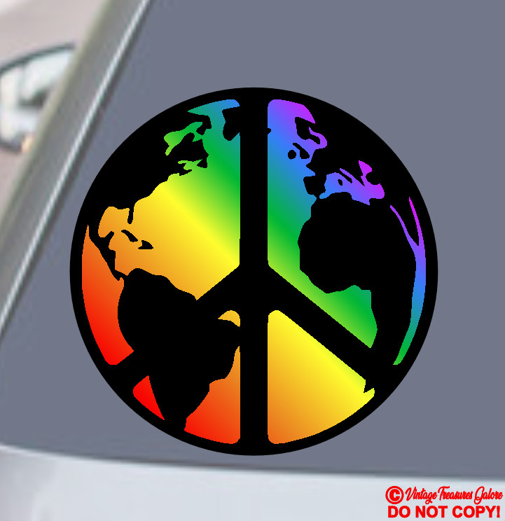 GAY PRIDE MONTH WORLD PEACE SYMBOL RAINBOW COLOR Vinyl Sticker Car Window Bumper