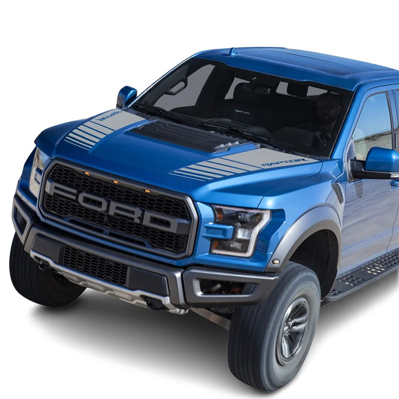 Aftermarket Hood Stripe Decal Kit for Ford F-150 Raptor (2015–2019) | Premium Vi