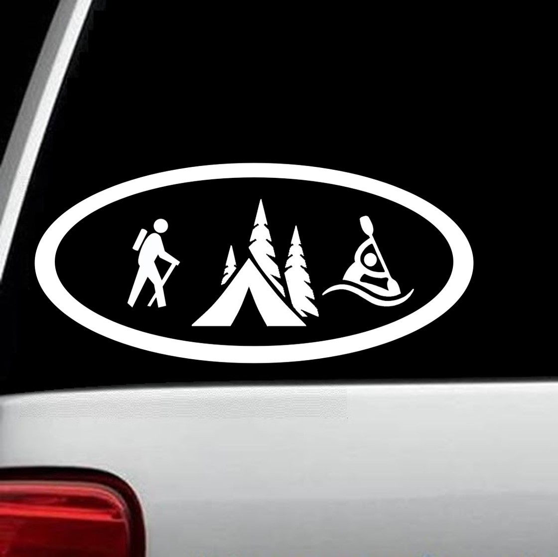 Hiking Camping Kayak Oval Decal Sticker for Car Window 7.50 Inch BG 137