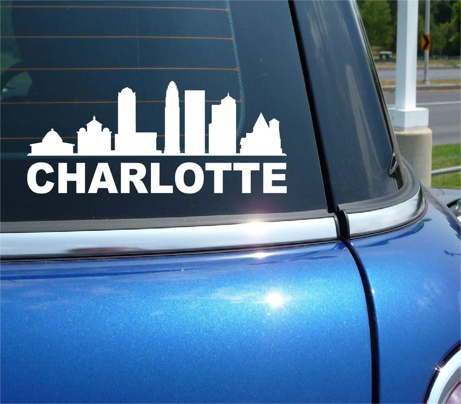 CHARLOTTE NORTH CAROLINA CITY SKYLINE CITYSCAPE CAR WALL DECAL BUMPER STICKER