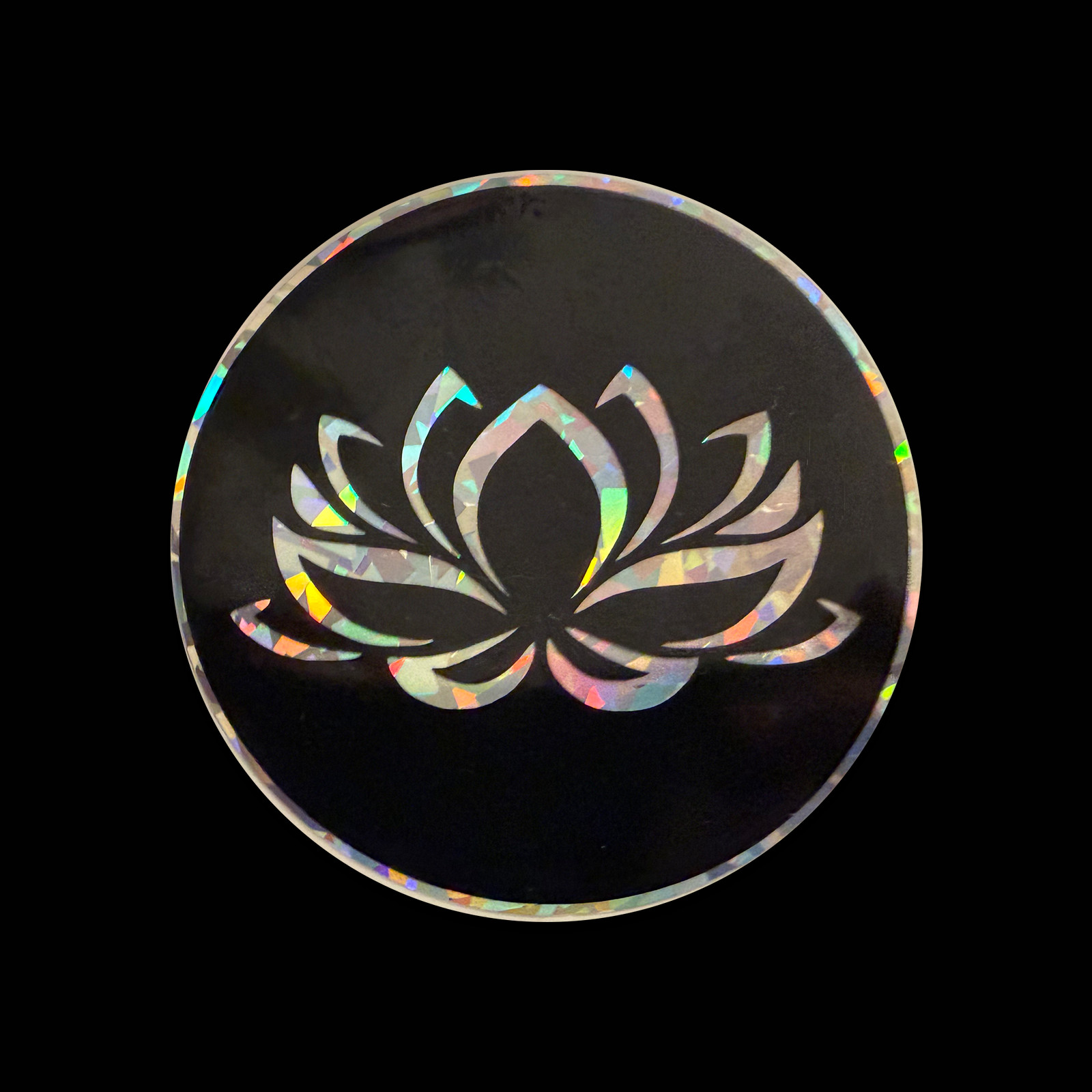 Holographic Lotus Flower Sticker Spiritual Vinyl Decal Car Laptop 3.5in