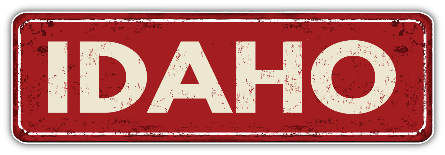 Idaho USA State Grunge Retro Red Emblem Car Bumper Sticker Decal "SIZES"