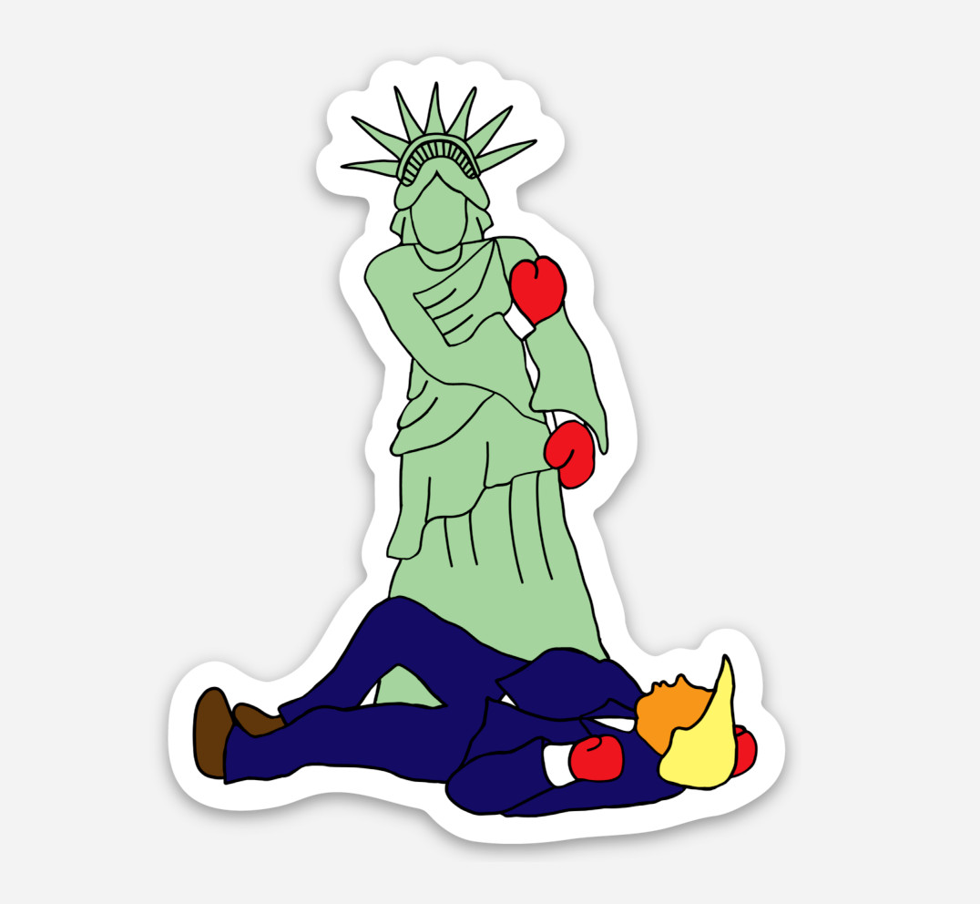 Statue of Liberty Donald Trump Boxing Premium Vinyl Die Cut Sticker 2.35″ × 3″