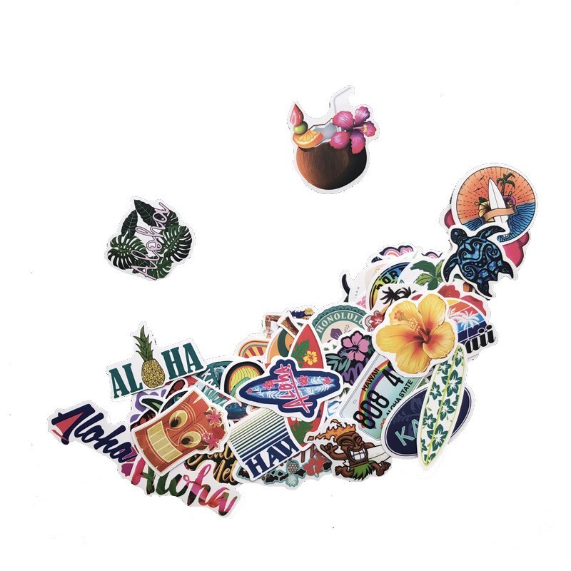 50pcs HAWAII Stickers, Beach Travel Vacation Stickers, #097
