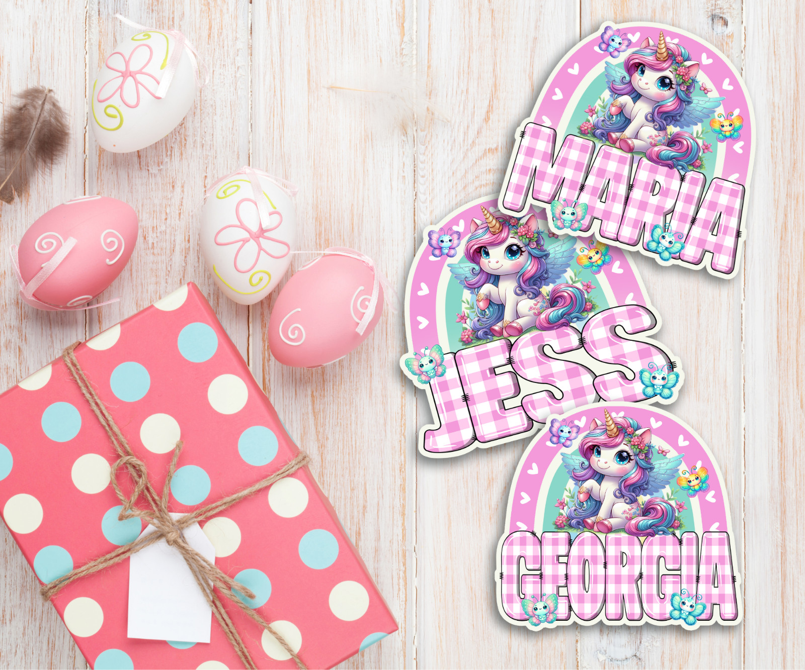 Personalized Unicorn Name Sticker, Waterproof Vinyl Decal, Cute Girls Gift Idea