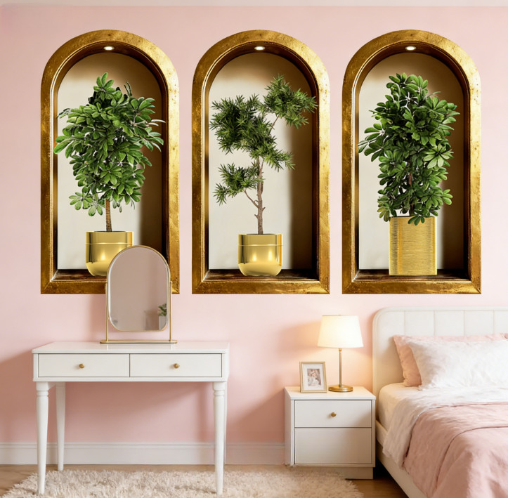 Large 3D Plant Wall Decals 30x60cm 40x80cm for Living For Room Kitchen Decor