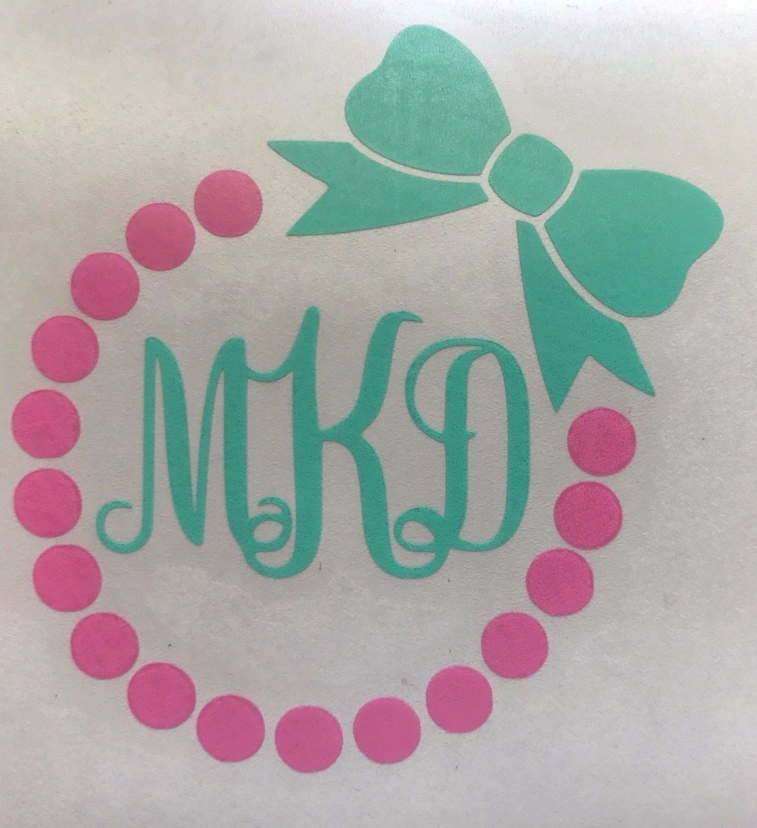 Pearl Necklace Bow Initials Vinyl Decal Vine Monogram Sticker Tumbler Yeti Chic