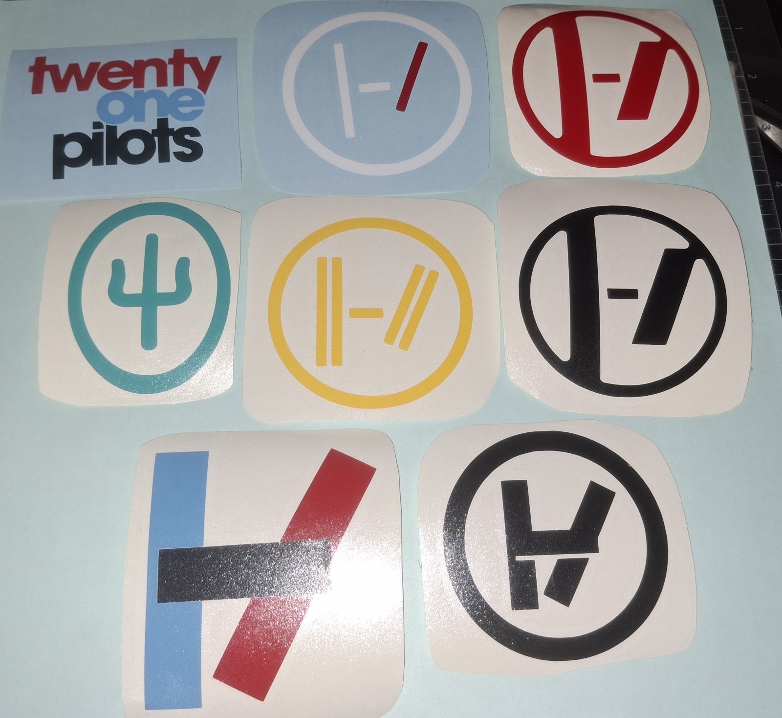 Twenty One Pilots Logos Set Of 8 Vinyl Decals 3" | Waterproof Oracal 651 Premium