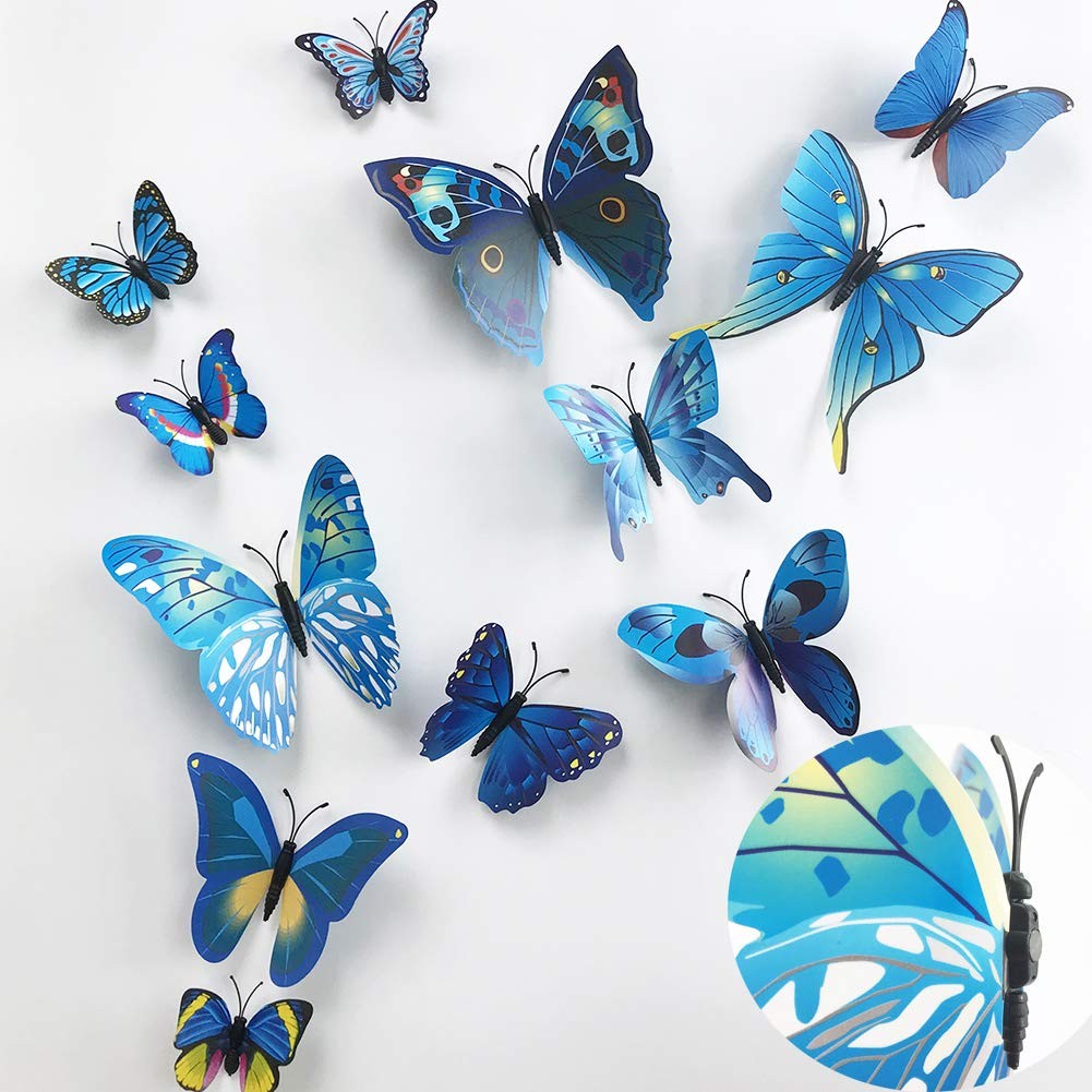 3D Butterfly Wall Stickers 36pcs PVC Colorful Blue Green Red Yellow – DIY Art
