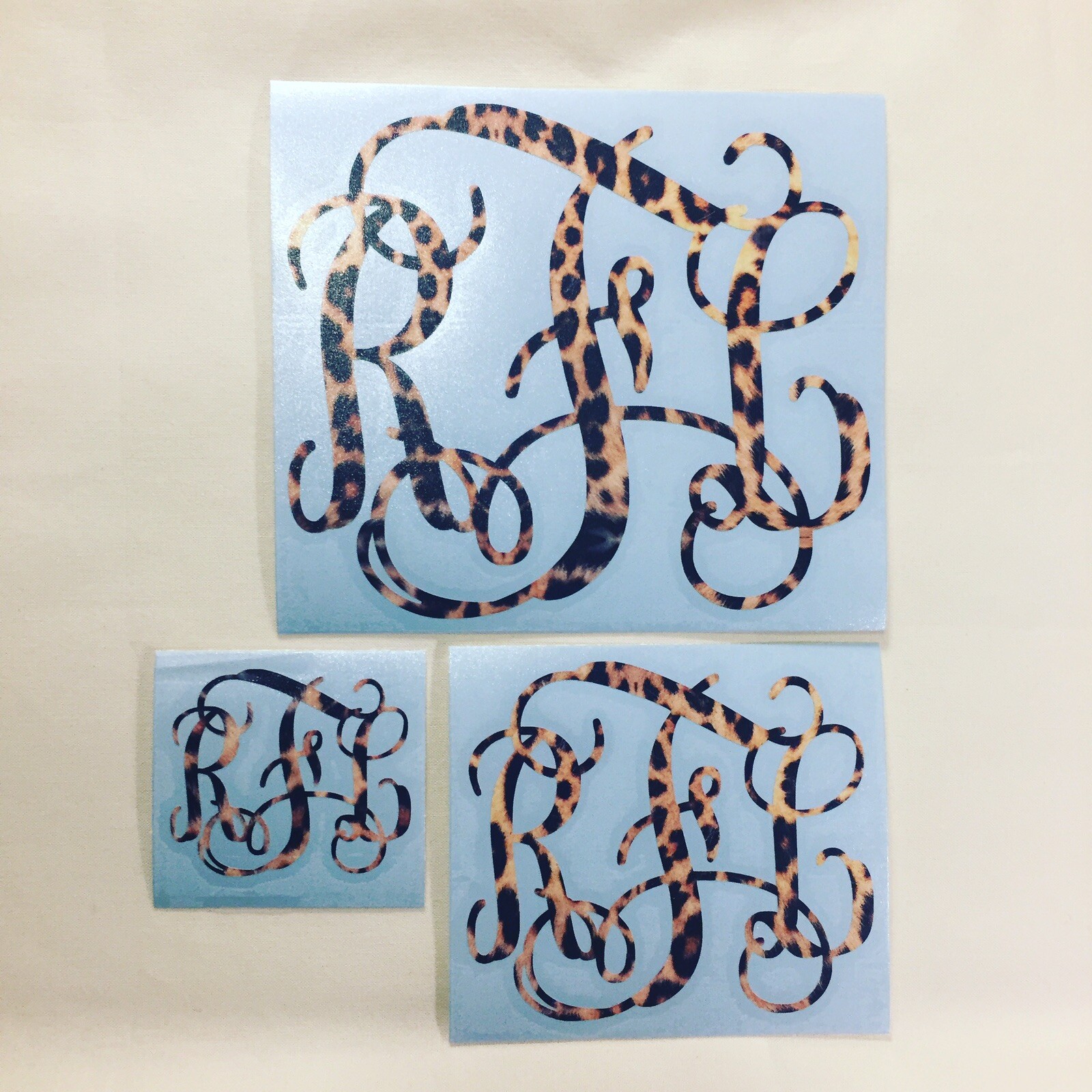 Real Leopard Print Vine Monogram Vinyl Decal Sticker for Yeti Tumbler iPhone