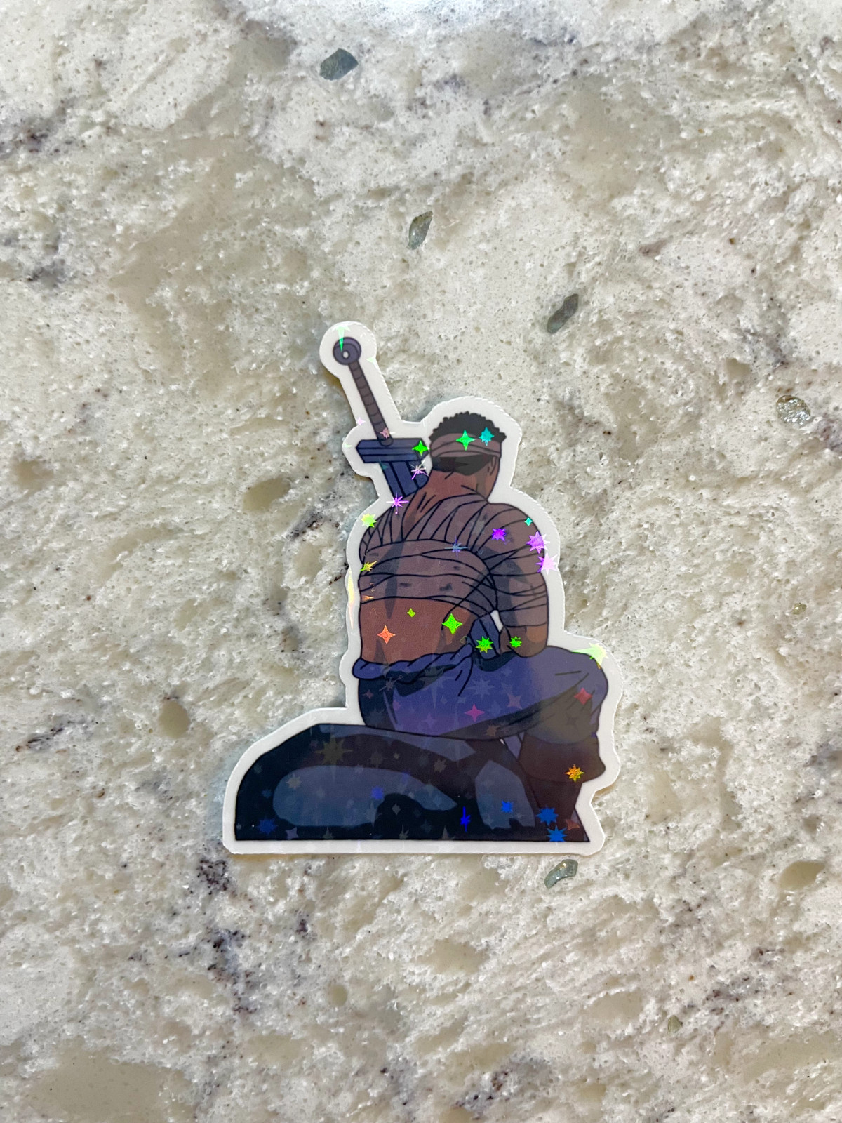 Berserk Sitting Guts Sticker l Gloss or Holographic Laminate l Waterproof Decal